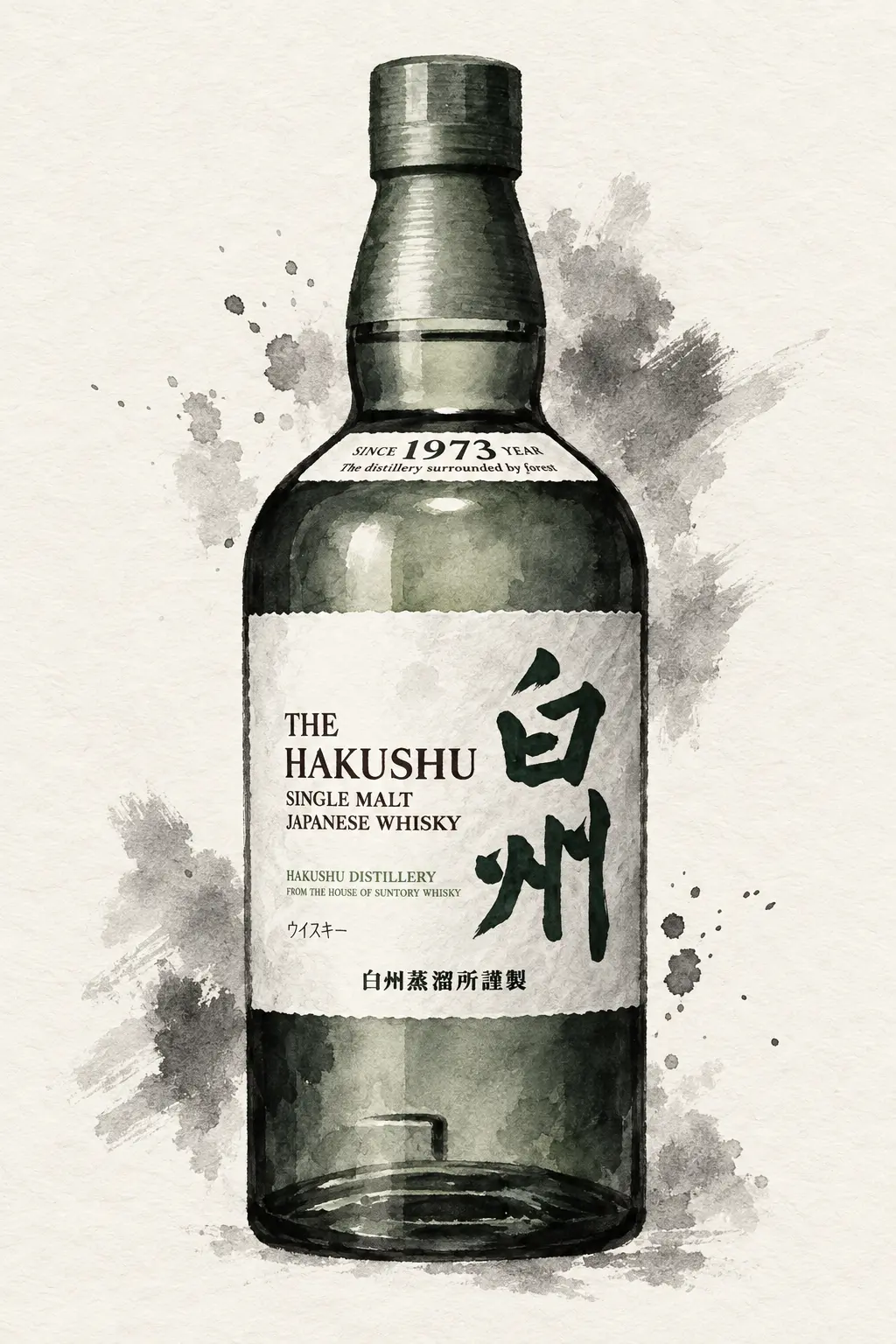 Hakushu Japanese whisky in sumi ink
