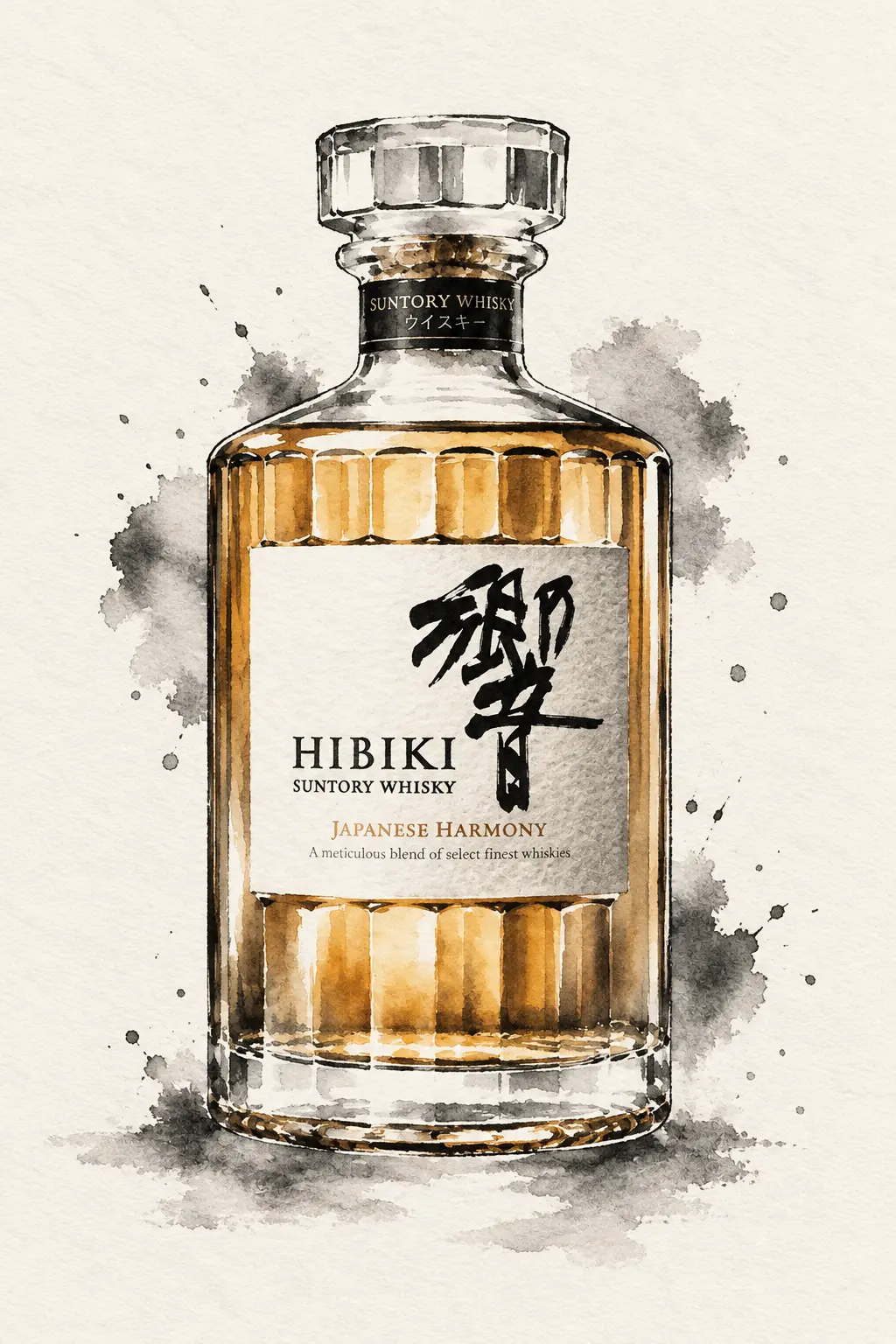 Hibiki Japanese whisky in sumi ink