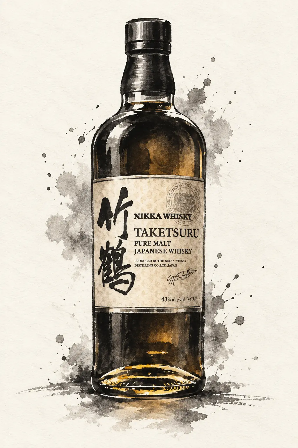 Taketsuru Japanese whisky in sumi ink