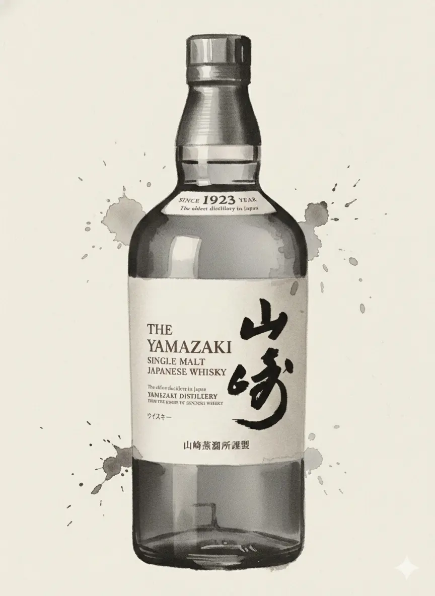 Yamazaki Japanese whisky in sumi ink